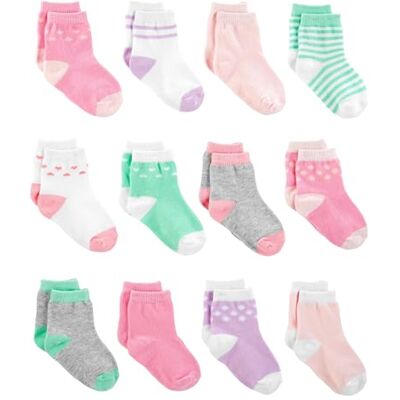 Simple Joys by Carter's Unisex Babies' Crew Socks, 12 Pairs, Pink/Purple/Mint Green, 12-24 Months Simple Joys by Carter's Unisex Babies' Crew Socks, 12 Pairs, Pink/Purple/Mint Green, 12-24 Months
