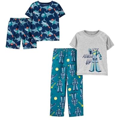 Simple Joys by Carter's Boys' Little Kid 4-Piece Poly Pajamas, Shark/Robot, 5 Simple Joys by Carter's Boys' Little Kid 4-Piece Poly Pajamas, Shark/Robot, 5