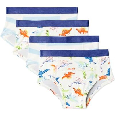 Amazon Essentials Unisex Toddlers' Cotton Training Underwear, Pack of 4, Dinosaur / Stripes, 3 Years Amazon Essentials Unisex Toddlers' Cotton Training Underwear, Pack of 4, Dinosaur / Stripes, 3 Years