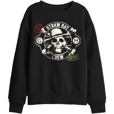 One Piece Straw Hat Crew Stamps Kids Sweatshirt, Black, 5-6Y One Piece Straw Hat Crew Stamps Kids Sweatshirt, Black, 5-6Y