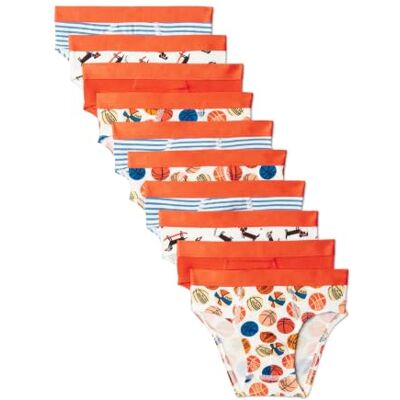 Amazon Essentials Boys' Cotton Jersey Brief Underwear, Pack of 10 Amazon Essentials Boys' Cotton Jersey Brief Underwear, Pack of 10