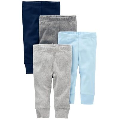 Simple Joys by Carter's Unisex Babies' Cotton Trousers, Pack of 4, Blue/Grey/White, Premature Simple Joys by Carter's Unisex Babies' Cotton Trousers, Pack of 4, Blue/Grey/White, Premature