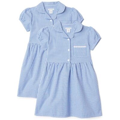 Amazon Essentials Girls' Gingham School Uniform Dress, Pack of 2, Light Blue Gingham, 5-6 Years Amazon Essentials Girls' Gingham School Uniform Dress, Pack of 2, Light Blue Gingham, 5-6 Years