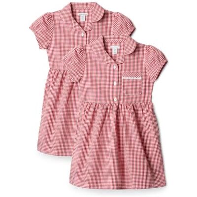 Amazon Essentials Girls' Gingham School Uniform Dress, Pack of 2, Red Gingham, 8-9 Years Amazon Essentials Girls' Gingham School Uniform Dress, Pack of 2, Red Gingham, 8-9 Years