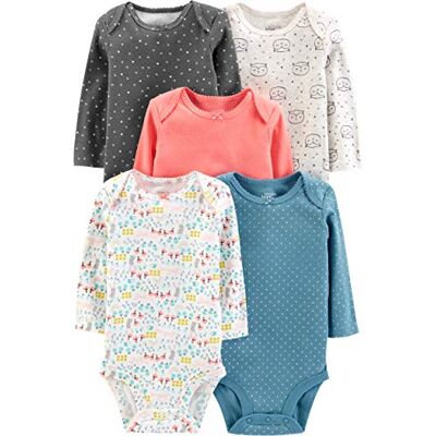 Simple Joys by Carter's Baby Girls' 5-Pack Long-Sleeve Bodysuit, Dots/Floral/Hearts/Owl, Preemie, Dots/Floral/Hearts/Owl, Preemie Simple Joys by Carter's Baby Girls' 5-Pack Long-Sleeve Bodysuit, Dots/Floral/Hearts/Owl, Preemie, Dots/Floral/Hearts/Owl, Preemie