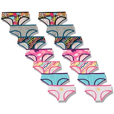 Amazon Essentials Girls' Hipster Knickers, Pack of 14, Multicolour/Forest/Rainbow, 10 Years Amazon Essentials Girls' Hipster Knickers, Pack of 14, Multicolour/Forest/Rainbow, 10 Years