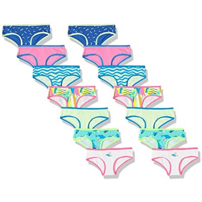 Amazon Essentials Girls' Hipster Knickers, Pack of 14, Multicolour/Dolphin/Party, 9 Years Amazon Essentials Girls' Hipster Knickers, Pack of 14, Multicolour/Dolphin/Party, 9 Years
