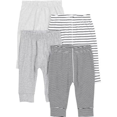 Simple Joys by Carter's Unisex Babies' Cotton Trousers, Pack of 4, Black Mini Stripes/Grey/Light Grey/White Stripes, Premature Simple Joys by Carter's Unisex Babies' Cotton Trousers, Pack of 4, Black Mini Stripes/Grey/Light Grey/White Stripes, Premature