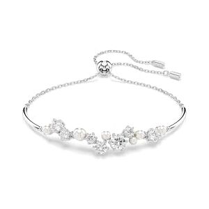 Swarovski Constella Bangle Bracelet, Clear Round-Cut Crystals and Crystal Pearls in a Rhodium-Finished Setting, Part of the Constella Collection Swarovski Constella Bangle Bracelet, Clear Round-Cut Crystals and Crystal Pearls in a Rhodium-Finished Setting, Part of the Constella Collection