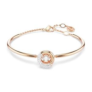 Swarovski Dextera Bangle Bracelet, Clear Round-Cut Stone and Clear Pavé Crystals in a Rose Gold-Tone Finished Setting, Part of the Dextera Collection Swarovski Dextera Bangle Bracelet, Clear Round-Cut Stone and Clear Pavé Crystals in a Rose Gold-Tone Finished Setting, Part of the Dextera Collection