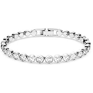 Swarovski Women's Tennis Bracelet, Crystals, Rhodium Plated, White, Medium Swarovski Women's Tennis Bracelet, Crystals, Rhodium Plated, White, Medium