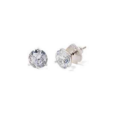 Kate Spade New York Trio Prong Studs, Clear/Silver Kate Spade New York Trio Prong Studs, Clear/Silver