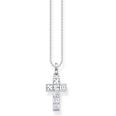 Thomas Sabo Necklace cross with white stones silver 925 Sterling Silver Thomas Sabo Necklace cross with white stones silver 925 Sterling Silver