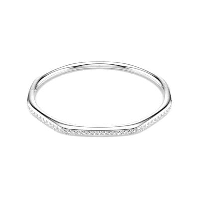 Swarovski Dextera Octagon Bangle Bracelet, Clear Round-Cut Crystals in a Rhodium-Finished Setting, Size L, Part of the Dextera Collection Swarovski Dextera Octagon Bangle Bracelet, Clear Round-Cut Crystals in a Rhodium-Finished Setting, Size L, Part of the Dextera Collection