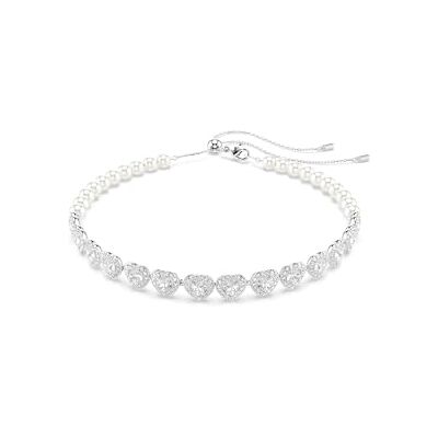 Swarovski x Ariana Grande Tennis Choker Necklace, Heart Motif with Clear Mixed-Cut Crystals and Crystal Pearls in a Rhodium-Finished Setting, Part of the Ariana Grande x Capsule Collection Swarovski x Ariana Grande Tennis Choker Necklace, Heart Motif with Clear Mixed-Cut Crystals and Crystal Pearls in a Rhodium-Finished Setting, Part of the Ariana Grande x Capsule Collection