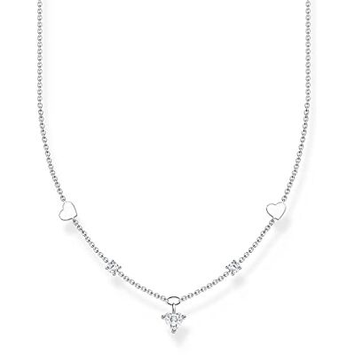 Thomas Sabo Necklace with hearts and white stones silver 925 Sterling Silver Thomas Sabo Necklace with hearts and white stones silver 925 Sterling Silver