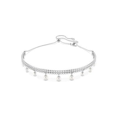 Swarovski x Ariana Grande Choker Necklace, Clear Round-Cut Crystals and Crystal Pearls in a Rhodium-Finished Setting, Part of the Ariana Grande x Capsule Collection Swarovski x Ariana Grande Choker Necklace, Clear Round-Cut Crystals and Crystal Pearls in a Rhodium-Finished Setting, Part of the Ariana Grande x Capsule Collection