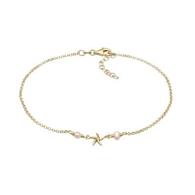 Elli Fußschmuck Fußschmuck Damen Fußkettchen Seestern Perle Beach in 925 Sterling Silber vergoldet Elli Fußschmuck Fußschmuck Damen Fußkettchen Seestern Perle Beach in 925 Sterling Silber vergoldet