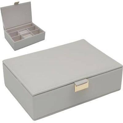 L & P Home & Gifts Lesser & Pavey Square White Faux Leather Lockable Jewellery Box Secure Fastening, Spacious Compartments, Scratch Protection, Everyday Organisation, Gift Choice L & P Home & Gifts Lesser & Pavey Square White Faux Leather Lockable Jewellery Box Secure Fastening, Spacious Compartments, Scratch Protection, Everyday Organisation, Gift Choice