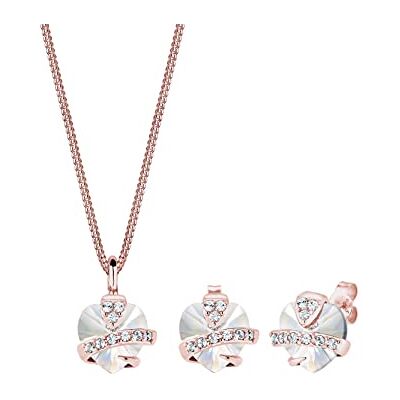 Elli Jewelry Set Heart Crystals 925 Sterling Silver Rose Gold Plated Elli Jewelry Set Heart Crystals 925 Sterling Silver Rose Gold Plated