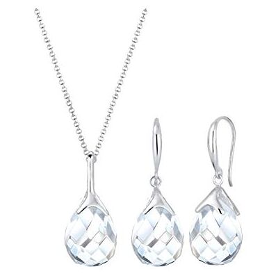 Elli Women's 925 Sterling Silver Drop Classic Rock Crystal Jewellery Set 60cm length Elli Women's 925 Sterling Silver Drop Classic Rock Crystal Jewellery Set 60cm length
