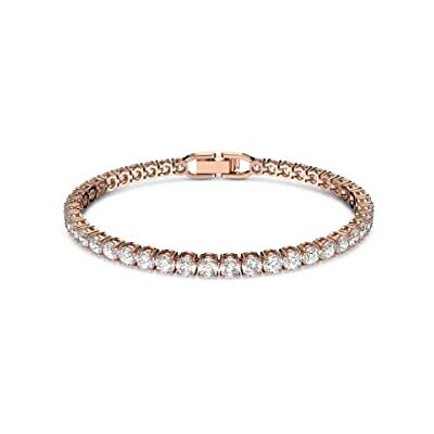Swarovski Matrix Tennis bracelet, Round cut, Pink, Rhodium plated Swarovski Matrix Tennis bracelet, Round cut, Pink, Rhodium plated