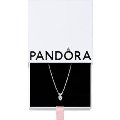 PANDORA Double Heart Pendant Collier Necklace, No Box PANDORA Double Heart Pendant Collier Necklace, No Box