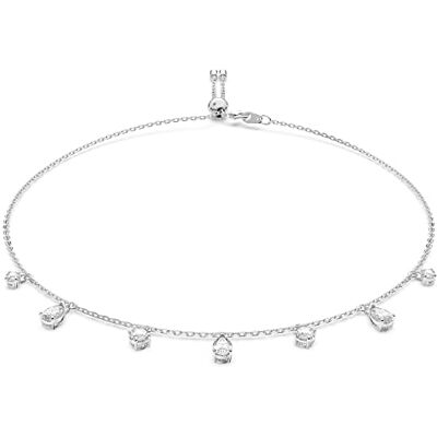 Swarovski Attract Adjustable Choker, Contrasting Brilliant and Pear Drop Cut White Crystals, Rhodium Plated from the Attract Collection for Women Swarovski Attract Adjustable Choker, Contrasting Brilliant and Pear Drop Cut White Crystals, Rhodium Plated from the Attract Collection for Women
