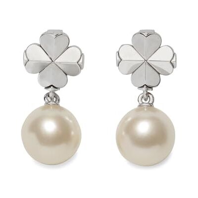 Kate Spade New York Spade Flower Pearl Drop Earrings, White/Silver Kate Spade New York Spade Flower Pearl Drop Earrings, White/Silver
