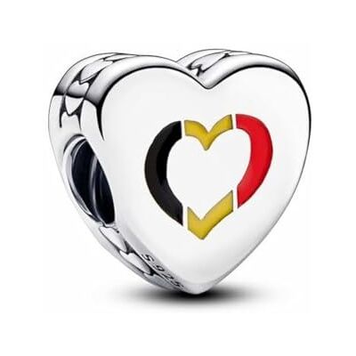 PANDORA Moments Belgium Flag Heart Charm Made of Sterling Silver, Compatible Moments Bracelets, 792015C00_E062 PANDORA Moments Belgium Flag Heart Charm Made of Sterling Silver, Compatible Moments Bracelets, 792015C00_E062