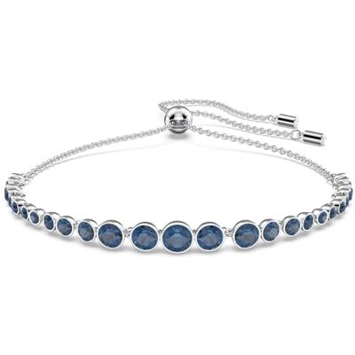 Swarovski Emily bracelet, Mixed round cuts, Blue, Rhodium plated Swarovski Emily bracelet, Mixed round cuts, Blue, Rhodium plated