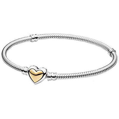 PANDORA Moments Collection Curved Gold Snake Link Bracelet with Bi-Colour (Sterling Silver and 14K Gold) 16cm PANDORA Moments Collection Curved Gold Snake Link Bracelet with Bi-Colour (Sterling Silver and 14K Gold) 16cm