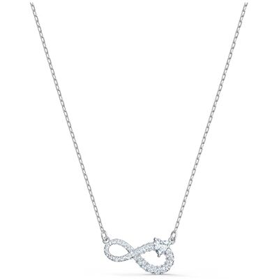 Swarovski Infinity necklace, Infinity, White, Rhodium plated Swarovski Infinity necklace, Infinity, White, Rhodium plated