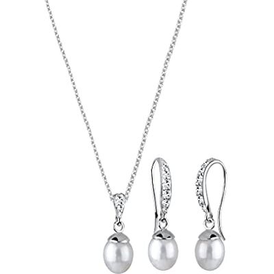 Elli Jewelry Set Set Drop Freshwater Pearls Crystal 925 Sterling Silver Elli Jewelry Set Set Drop Freshwater Pearls Crystal 925 Sterling Silver