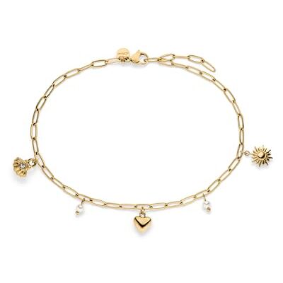 s.Oliver Anklet – Elegant Anklet Made of Polished Stainless Steel – Gold – Link Chain Adjustable up to 27 cm – Waterproof and Skin-Friendly s.Oliver Anklet – Elegant Anklet Made of Polished Stainless Steel – Gold – Link Chain Adjustable up to 27 cm – Waterproof and Skin-Friendly