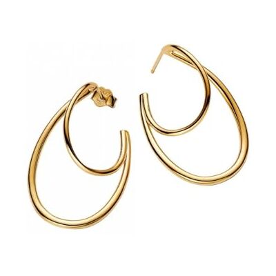 PANDORA Essence Organic Shaped Double Hoop Earrings 14 Carat Gold-Plated Sterling Silver 263870C00 PANDORA Essence Organic Shaped Double Hoop Earrings 14 Carat Gold-Plated Sterling Silver 263870C00