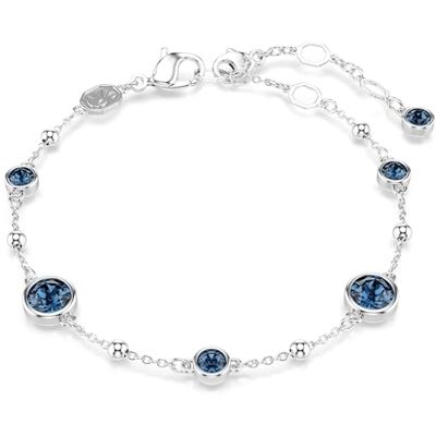 Swarovski Imber Bracelet, Blue Round-Cut Crystals and Shiny Metal Droplets in a Rhodium-Finished Setting, Part of the Imber Collection Swarovski Imber Bracelet, Blue Round-Cut Crystals and Shiny Metal Droplets in a Rhodium-Finished Setting, Part of the Imber Collection