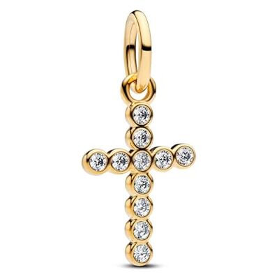 PANDORA Moments 764063C01 Sterling Silver Cross Pendant with 14K Gold Plated Alloy and Cubic Zirconia, Compatible with Me and Moments PANDORA Moments 764063C01 Sterling Silver Cross Pendant with 14K Gold Plated Alloy and Cubic Zirconia, Compatible with Me and Moments