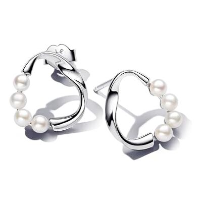 PANDORA Essence Sterling silver stud earrings with white treated freshwater cultured pearl PANDORA Essence Sterling silver stud earrings with white treated freshwater cultured pearl