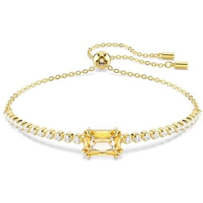 Swarovski Matrix Tennis Bracelet, Caramel and Clear Mixed-Cut Crystals in a Gold-Tone Finished Setting, Part of the Matrix Collection Swarovski Matrix Tennis Bracelet, Caramel and Clear Mixed-Cut Crystals in a Gold-Tone Finished Setting, Part of the Matrix Collection