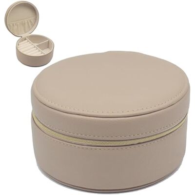 L & P Home & Gifts Lesser & Pavey Round Beige Faux Leather Lockable Jewellery Box Secure Closure, Compact Design, Protective Lining, Portable Storage, Stylish Present L & P Home & Gifts Lesser & Pavey Round Beige Faux Leather Lockable Jewellery Box Secure Closure, Compact Design, Protective Lining, Portable Storage, Stylish Present
