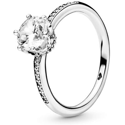 PANDORA Signature Silver Sparkling Crown Solitaire Ring, Size 56, No Box PANDORA Signature Silver Sparkling Crown Solitaire Ring, Size 56, No Box