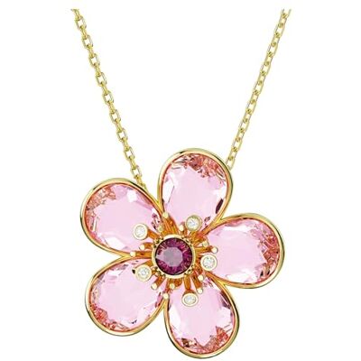 Swarovski Florere necklace, Flower, Pink, Gold-tone plated Swarovski Florere necklace, Flower, Pink, Gold-tone plated
