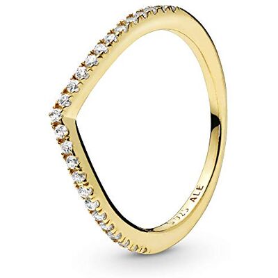 PANDORA Sparkling Wishbone 14k gold-plated ring with clear cubic zirconia, 52 PANDORA Sparkling Wishbone 14k gold-plated ring with clear cubic zirconia, 52