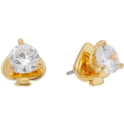 Kate Spade New York Mini Trio Prong Studs, Clear/Gold Kate Spade New York Mini Trio Prong Studs, Clear/Gold