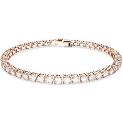 Swarovski Matrix Tennis bracelet, Round cut, White, Rose gold-tone plated Swarovski Matrix Tennis bracelet, Round cut, White, Rose gold-tone plated