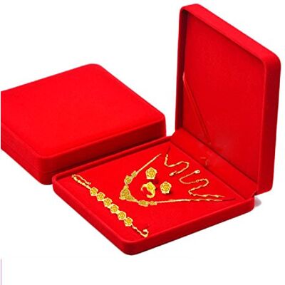 JunningGor Jewelry Set Velvet Box Necklace Earring Ring Necklace Bracelet Gift Display Case Wedding Jewelry Storage Holder (Red) JunningGor Jewelry Set Velvet Box Necklace Earring Ring Necklace Bracelet Gift Display Case Wedding Jewelry Storage Holder (Red)