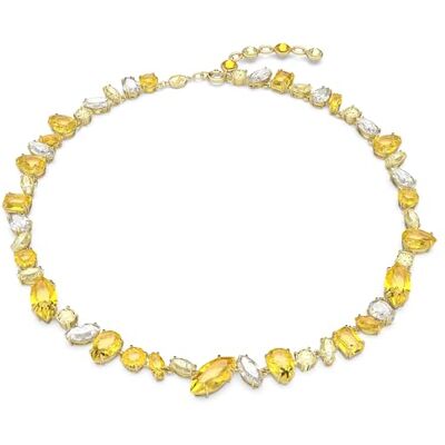 Swarovski Gema necklace, Mixed cuts, Yellow, Gold-tone plated Swarovski Gema necklace, Mixed cuts, Yellow, Gold-tone plated