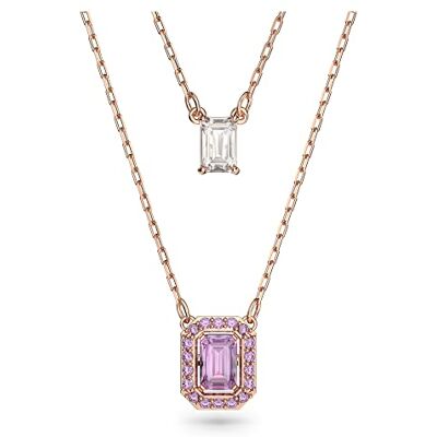 Swarovski Millenia layered necklace, Octagon cut, Rose gold-tone plated Swarovski Millenia layered necklace, Octagon cut, Rose gold-tone plated