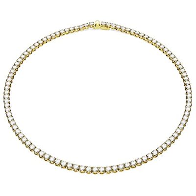 Swarovski Matrix Tennis necklace, Round cut, White, Gold-tone plated Swarovski Matrix Tennis necklace, Round cut, White, Gold-tone plated